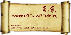 Rosenblüh Zétény névjegykártya